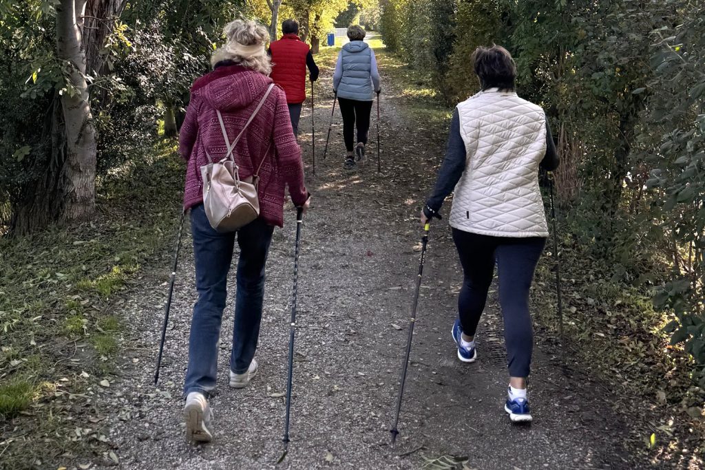 Nordic Walking in der Natur entlang der Liesing